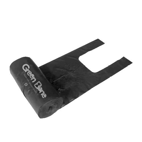 Bajspåsar Green Bone Svart med handtag 50 Påsar/rulle