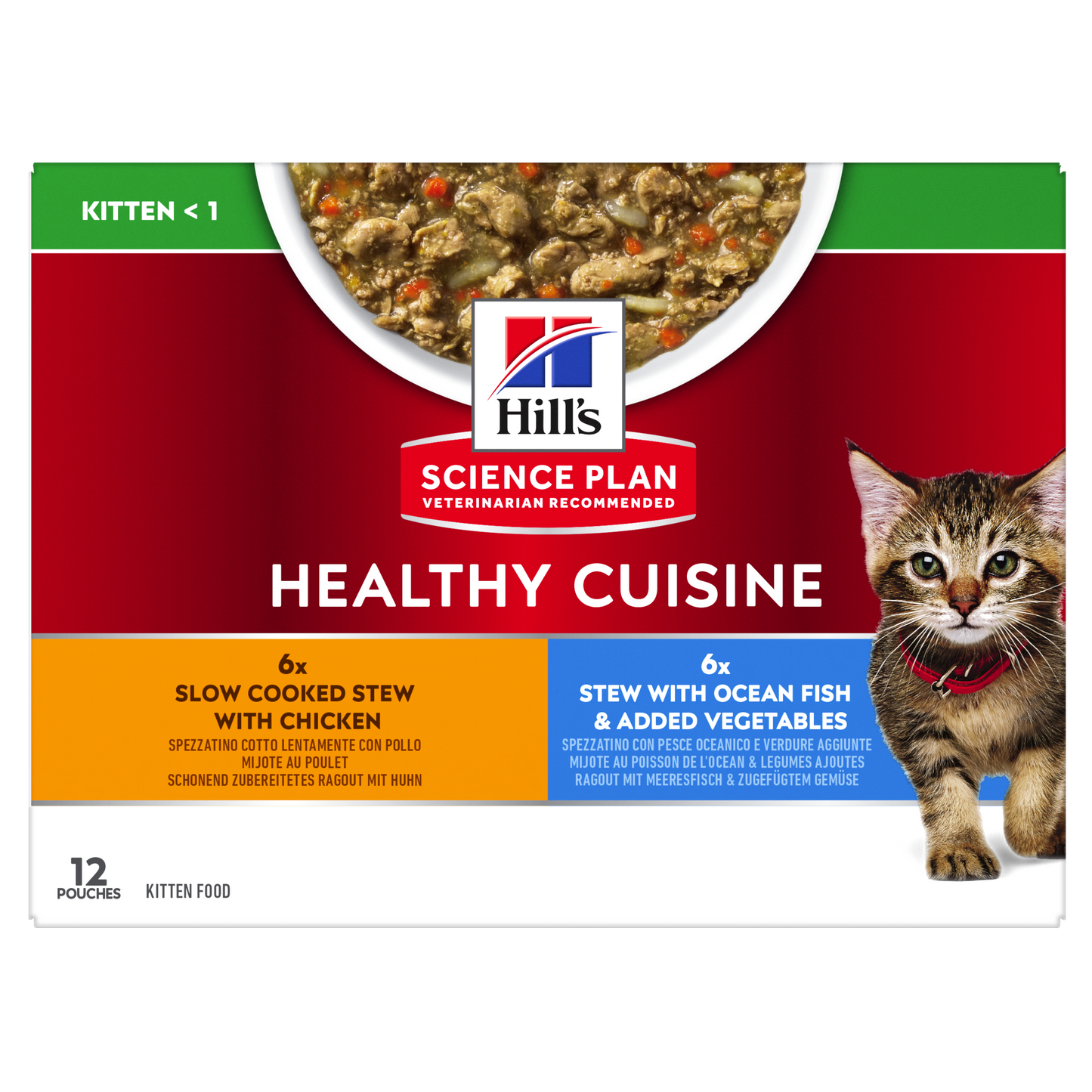 Hills Science Plan Kitten Healthy Cuisine Chicken/Ocean Fish & Vegetables 12x80g portionspåsar
