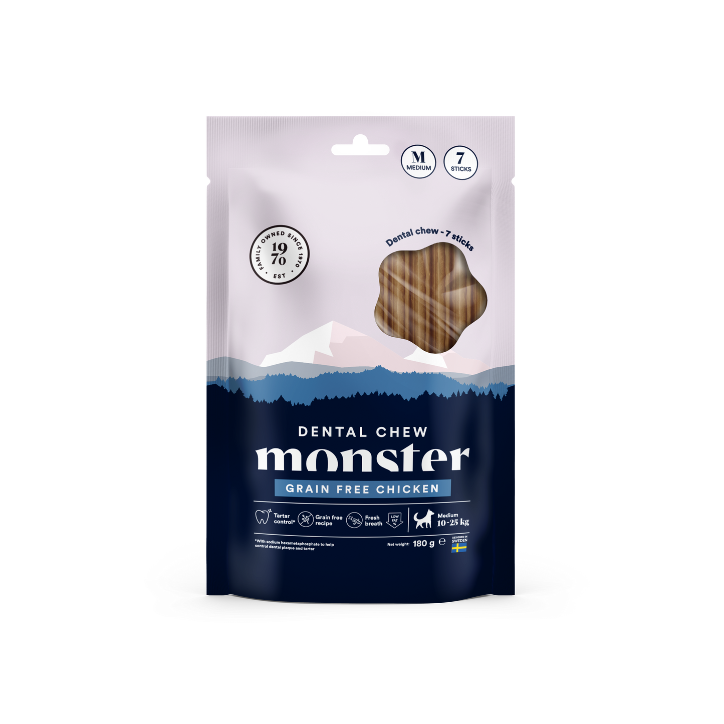 Monster Dog Dental Chew GF Chicken M Week (7st) 180 g