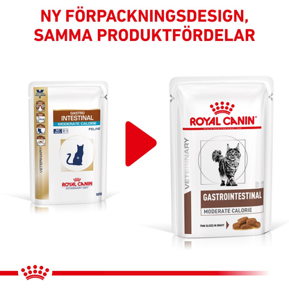 Royal Canin Veterinary Diets Gastro Intestinal Moderate Calorie Slices In Gravy 12x85g våtfoder för katt