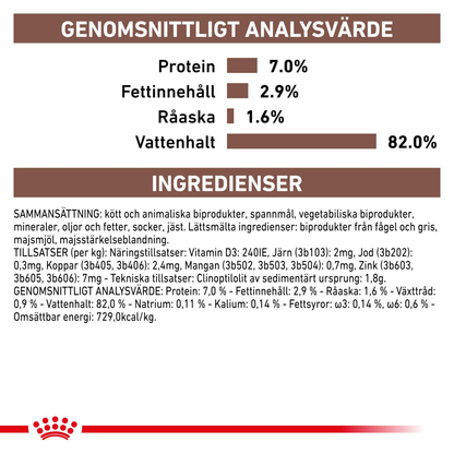 Royal Canin Veterinary Diets Gastro Intestinal Moderate Calorie Slices In Gravy 12x85g våtfoder för katt