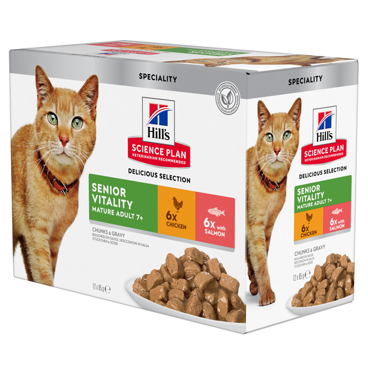 Hills Science Plan Cat Senior Vitality Chicken&Salmon 12x85g portionspåsar