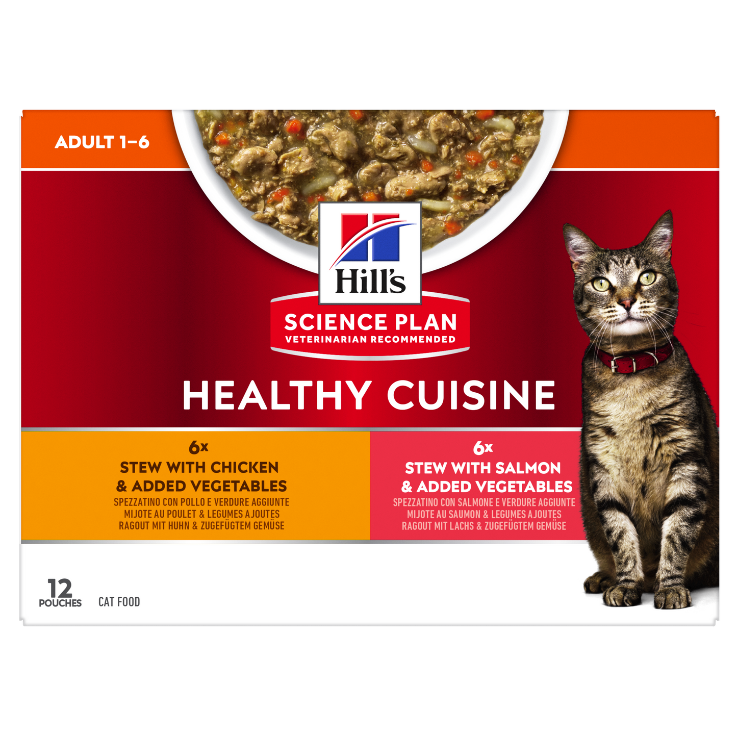 Hills Science Plan Cat Adult Healthy Cuisine Chicken/Salmon & Vegetables 12x80g portionspåsar