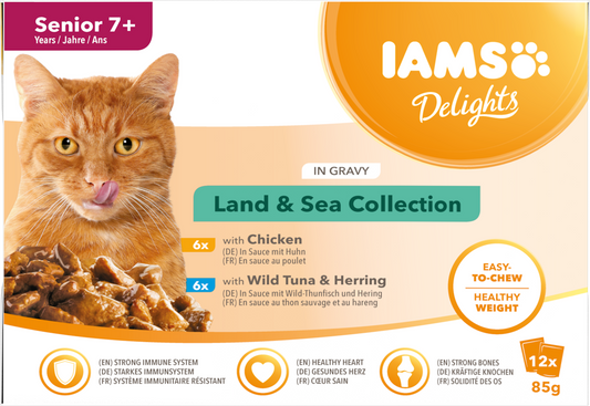 Iams Delights Gravy Multipk L & S Senior 85 g (12/frp)