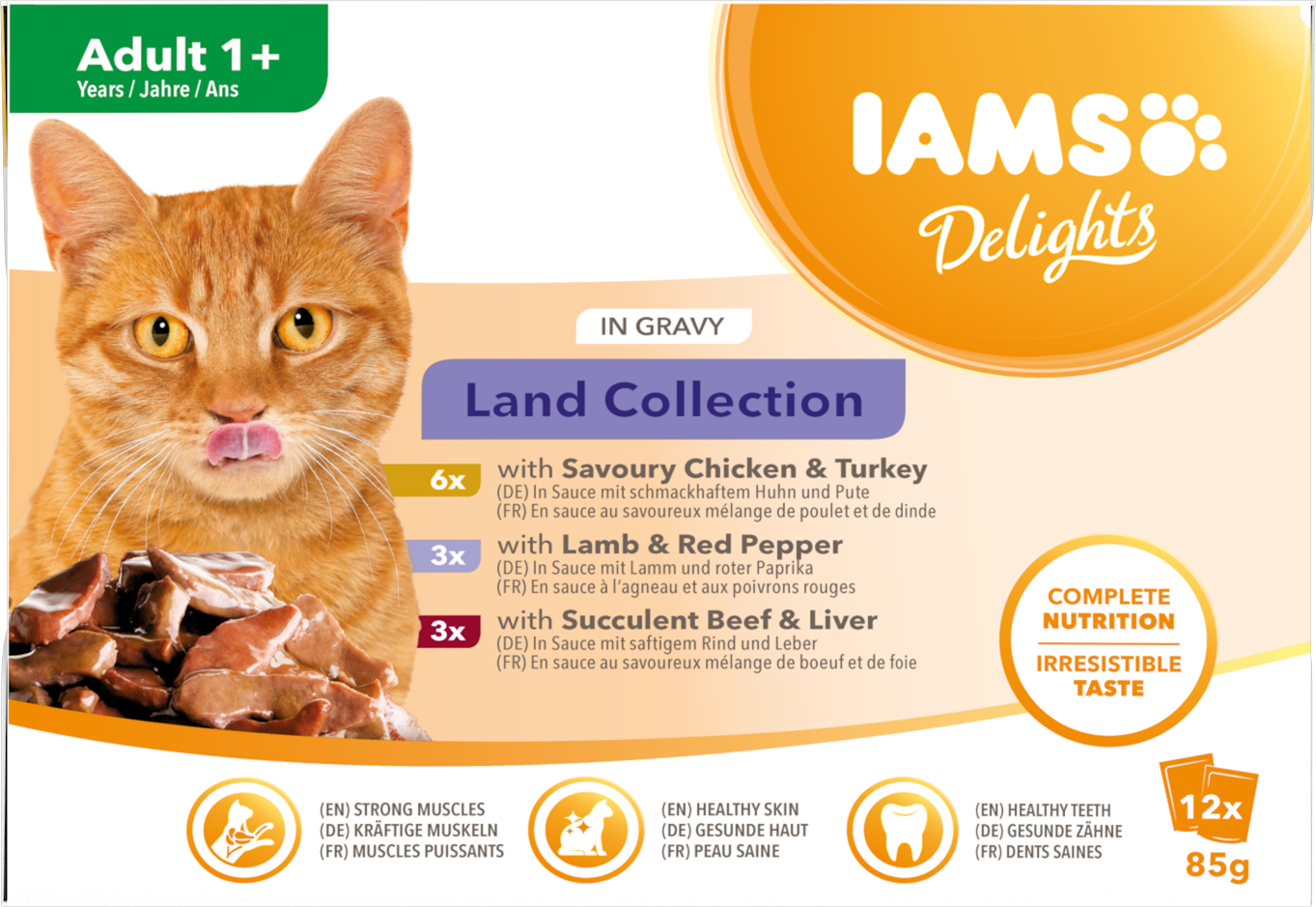 Iams Delights Gravy Multipk Land 85 g (12/frp)