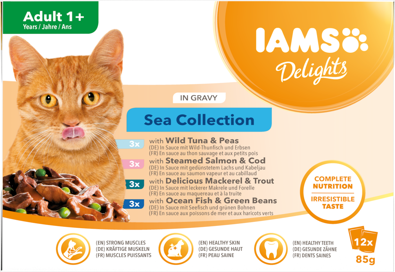 Iams Delights Gravy Multipk Sea 85 g (12/frp)