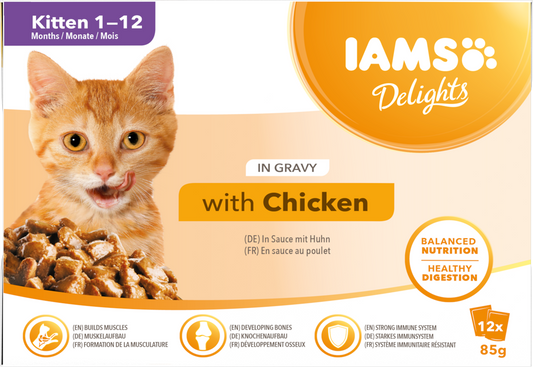 Iams Delights Gravy Multipk Kitten 85 g (12/frp)