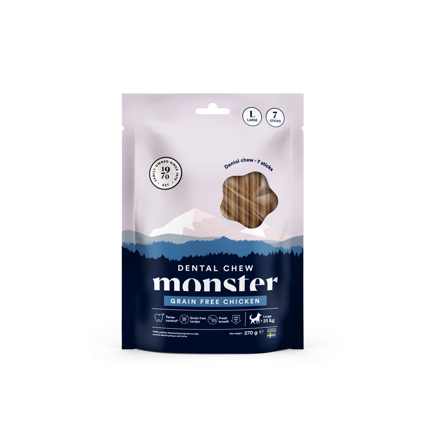 Monster Dog Dental Chew GF Chicken L Week (7st) 270 g