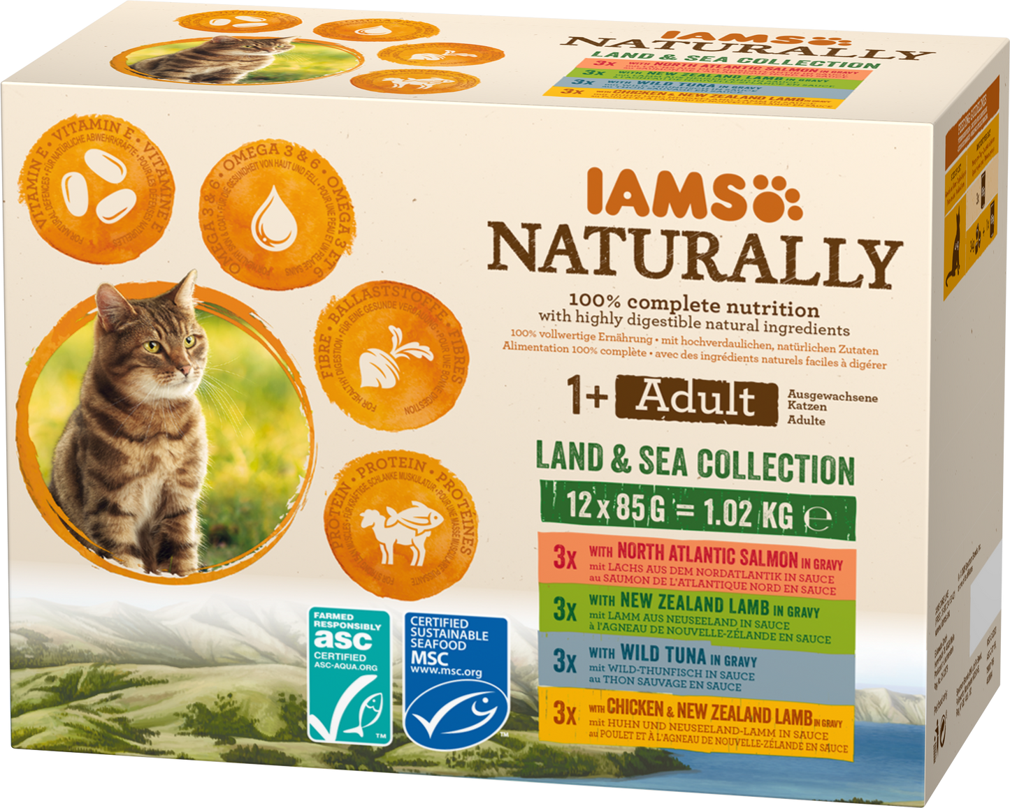 Iams Cat Naturally Land & Sea 85 g (12/frp)