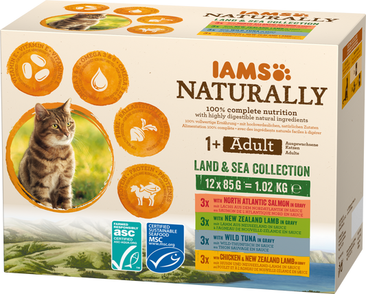 Iams Cat Naturally Land & Sea 85 g (12/frp)